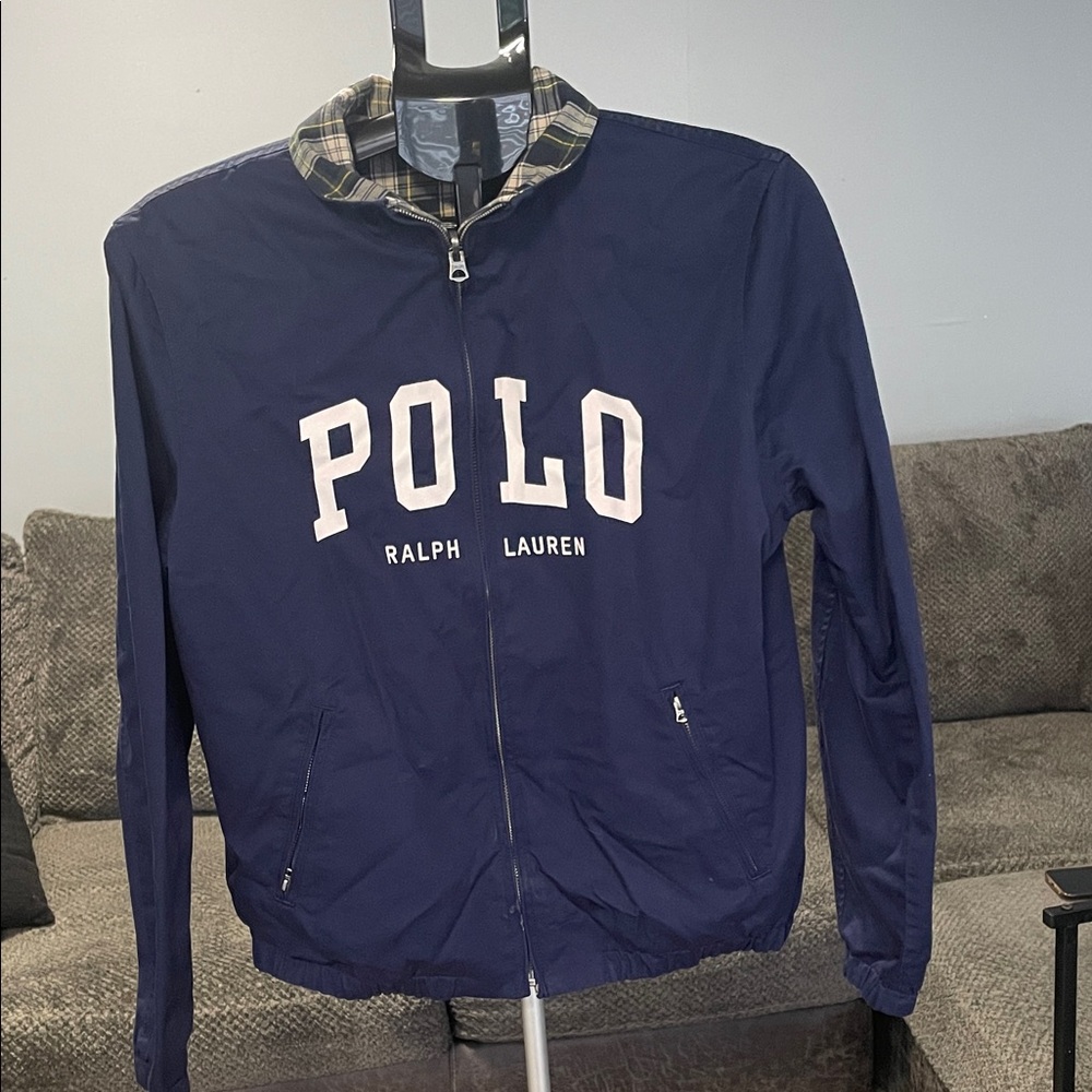 Ralph Lauren Blue Jacket with Plaid Collar